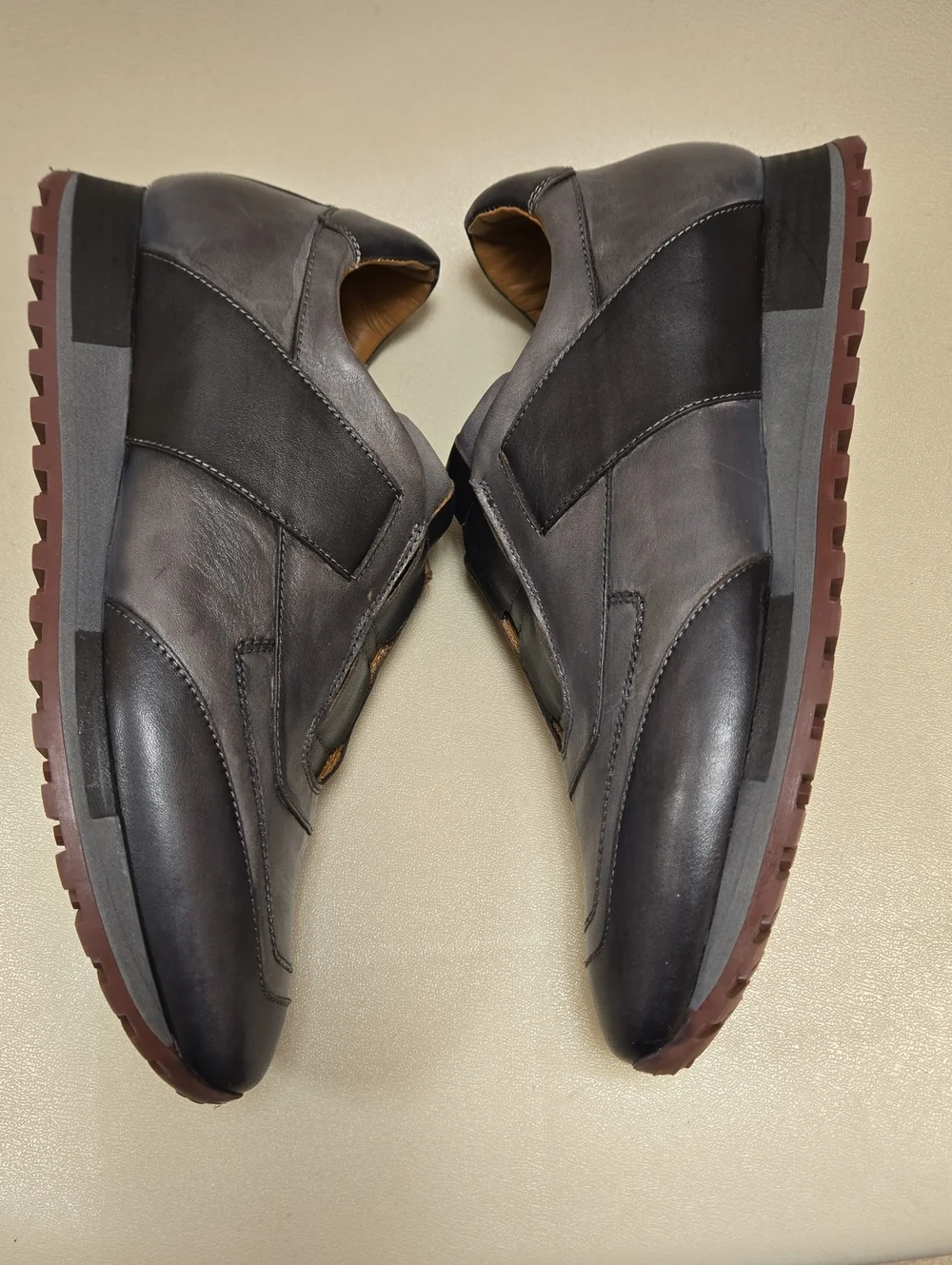 Mezlan Leather Two-Tone Slip On Lug Sole Sneakers Size 9.5 Made In Spain